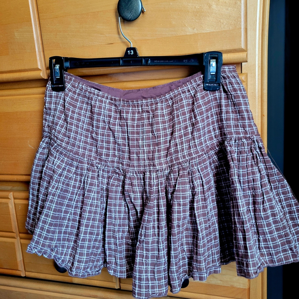 PacSun Checkered Mini Skirt in Brown and White - New With Tags